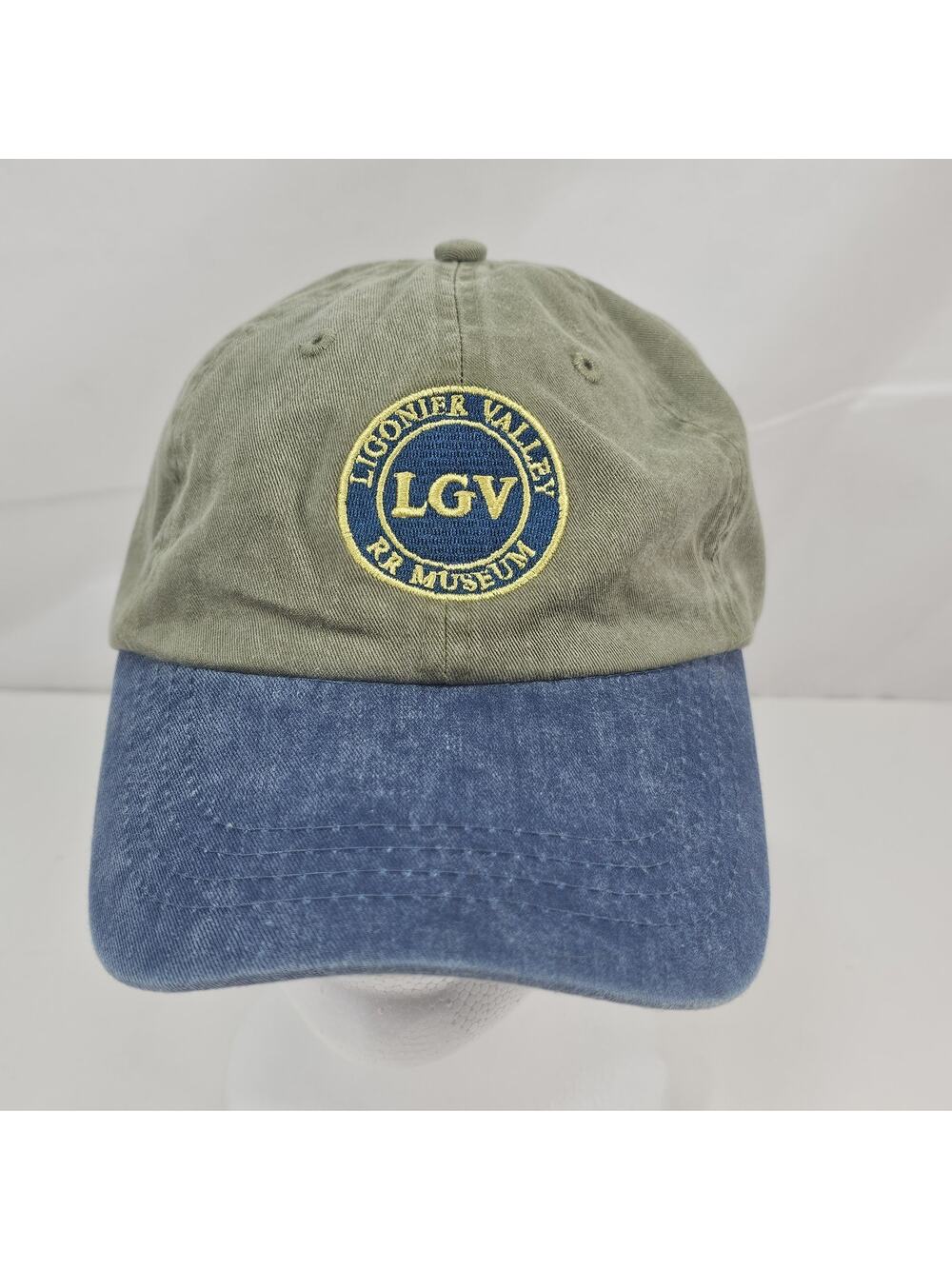 Ligonier Valley Railroad Museum Adjuatable Ballcap Adult Unisex Blue/ Olive